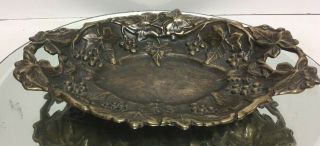 Antique Vintage Brass Bronze Grape & Leaf Card Coin Pin Ash Tray