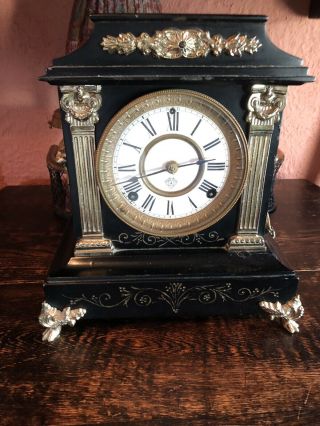 Antique Ansonia Mantel Clock With Key - It