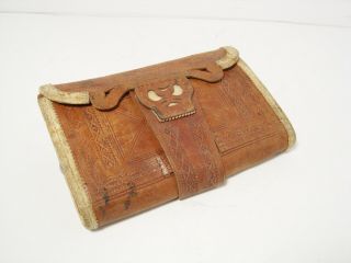 Vintage Leather Embossed Pattern Cast & Fly Fishing Wallet