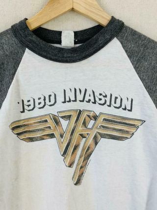 Vintage 1980 Van Halen Invasion Soft 50/50 Raglan Concert Rock T - Shirt M 3