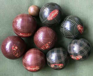 8 Vintage Sportcraft Italy Bocce Balls Set Lawn Bowling,  Pallino Ball Rustic