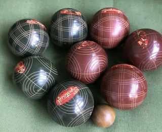 8 Vintage Sportcraft Italy BOCCE Balls Set Lawn Bowling,  Pallino Ball RUSTIC 2