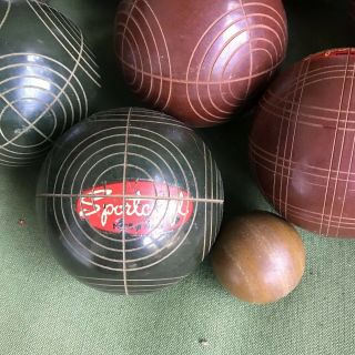 8 Vintage Sportcraft Italy BOCCE Balls Set Lawn Bowling,  Pallino Ball RUSTIC 3