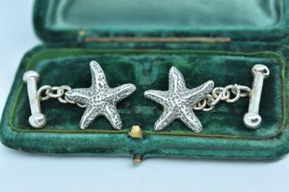 Vintage Sterling Silver Cufflinks With An Art Deco Starfish Design G900