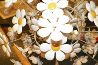 Vintage70 ' s Yellow and White Daisy Chandelier Lamp Light Fixture 2