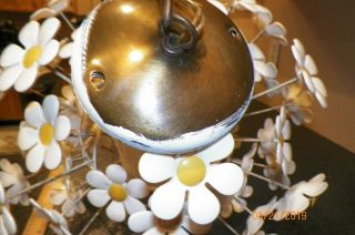 Vintage70 ' s Yellow and White Daisy Chandelier Lamp Light Fixture 4