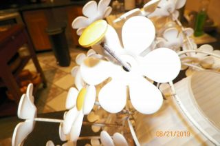 Vintage70 ' s Yellow and White Daisy Chandelier Lamp Light Fixture 7