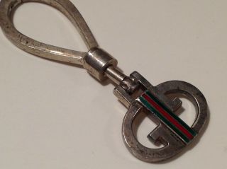 Vintage Gucci Sterling Silver Keychain Marked Gucci Italy 925 Key Chain W Patina