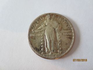 Rare Key Date Silver Standing Liberty Quarter 1924d Au