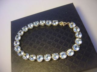 Vintage Silver Bracelet - Incredible Ice Blue Topaz - Gold Plated - 7.  5 "