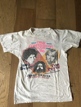Vintage Tom Petty Bob Dylan Jerry Garcia True Confessions 86 Tour Shirt