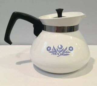 Vintage Corning Ware Cornflower 6 Cup Coffee Tea Pot With Insert