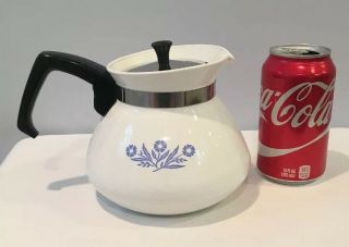 Vintage Corning Ware Cornflower 6 Cup Coffee Tea Pot With Insert 2
