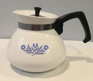 Vintage Corning Ware Cornflower 6 Cup Coffee Tea Pot With Insert 4
