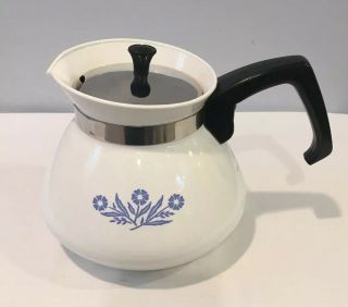 Vintage Corning Ware Cornflower 6 Cup Coffee Tea Pot With Insert 5