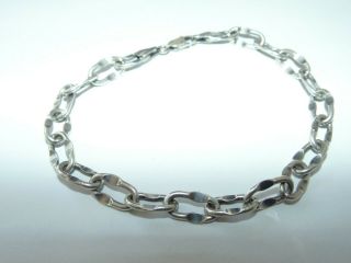 Vintage Sterling Silver Cable Chain Open Links Rocker Biker Mens Bracelet 925 9 "