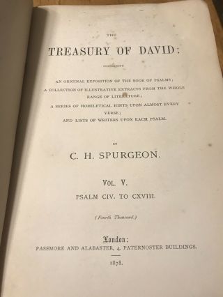 Rare Second Edition 1871 Treasury of David By Spurgeon 7 Volume Complete 7