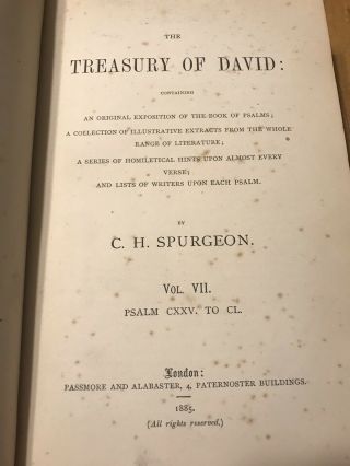 Rare Second Edition 1871 Treasury of David By Spurgeon 7 Volume Complete 9