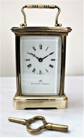 Fine Matthew Norman Swiss 11 Jewels 8 Day Carriage Clock