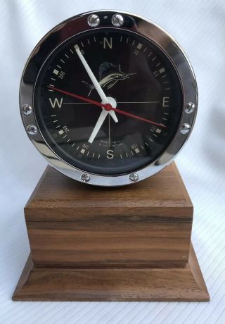 Vintage Rare Penn 49 Reel Table Clock By Marine Time Co.  In