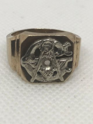 Vintage Mens Masonic Ring 10k Yellow Gold 6.  8 Grams Size 9