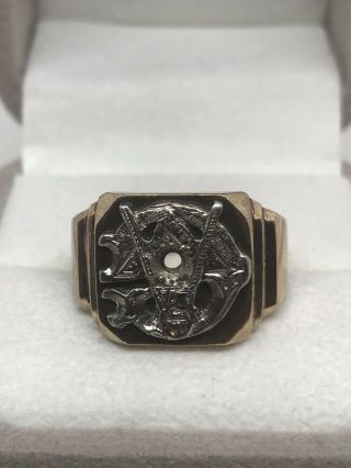 Vintage Mens Masonic Ring 10K Yellow Gold 6.  8 Grams Size 9 2