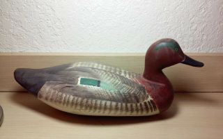Spectacular Vintage 1973 Paul Gibson Signed,  All Wood Duck Decoy,  Htf