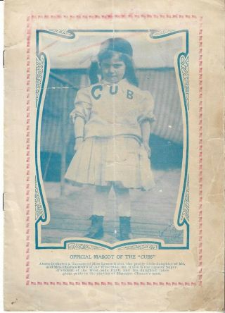 Rare Cubs Schedule For 1907 1st World Series 1st Season As " Chicago Cubs " Chance