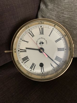 Vintage Brass Ships Clock.  Face States For Royal Navy (1926)