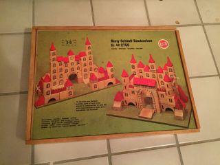 Rare Old Vtg Heros Burg - Schlob - Baukasten 441 2750 Wood Puzzle Castle