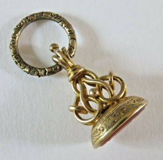 Antique Victorian 15 Carat Gold Pocket Watch Fob Seal Cupid & Split Ring
