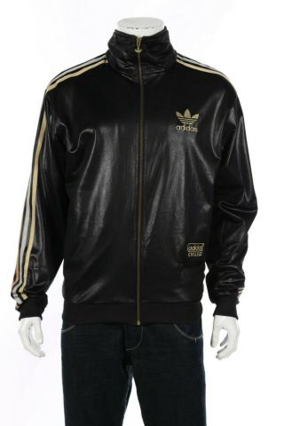 Adidas Originals Chile 62 Wet Look Black Tracksuit Track Jacket Vintage Mens M