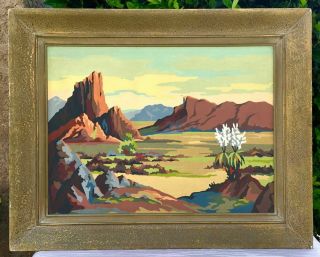 Vintage Paint By Number Framed California 1950s Eastern Slope Desert Plein Air