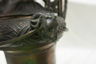 Victorian Cast Iron Mantle Ewer Vase Neoclassical Cherub Figure RAMS HEAD 19 