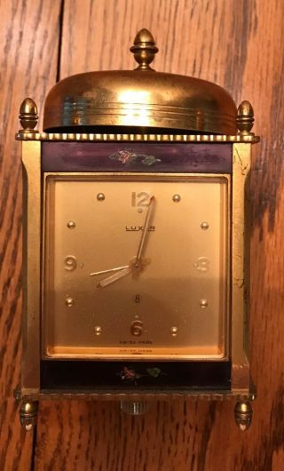 Vintage Swiss Luxor 8 Day Alarm Clock - With Roses