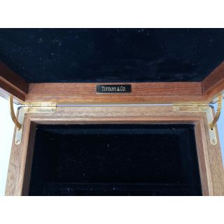 Tiffany & Co Antique Brown Wood & Velvet Jewelry Box WITH KEY 3