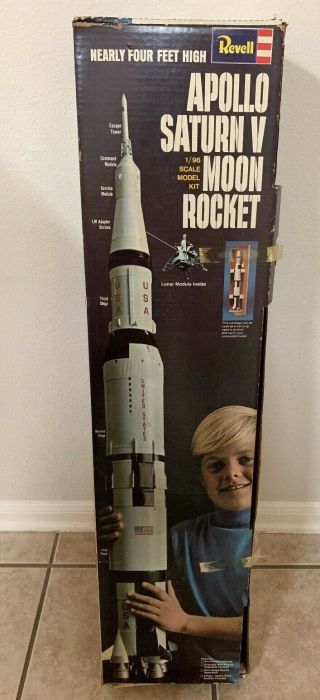Open Box Vintage H - 1843:1200 Revell Apollo Saturn V Moon Rocket Box