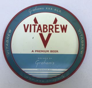Rare Antique Beer Tray Vitabrew Paterson Nj