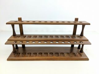 Vintage 2 Tier Wooden Pipe Stand 24 Pipe Holder