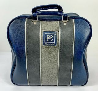 Brunswick Bowling Ball Bag Blue Gray Stripes Case Rockabilly Vintage