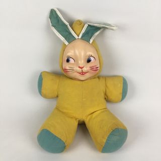 Vtg 14 " Sawdust Stuffed Rabbit Animal Odd Creepy Unusual Carnival Toy Usa 1950s