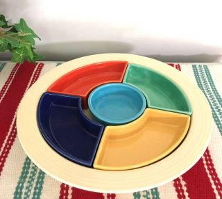 Vintage Fiesta Relish Tray Dish Antique Great Colors
