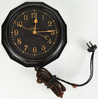 Warren Telechron Brown Black Swirl Bakelite Wall Clock Vintage Model M1 Art Deco