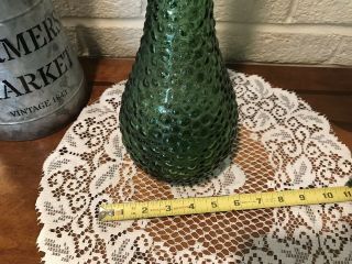 Vintage Green Hobnail Italian Art Glass Empoli Decanter Genie Bottle 21.  9” 2