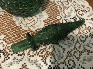 Vintage Green Hobnail Italian Art Glass Empoli Decanter Genie Bottle 21.  9” 6