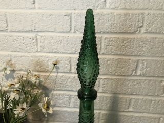 Vintage Green Hobnail Italian Art Glass Empoli Decanter Genie Bottle 21.  9” 7
