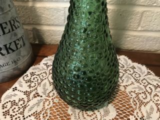 Vintage Green Hobnail Italian Art Glass Empoli Decanter Genie Bottle 21.  9” 8