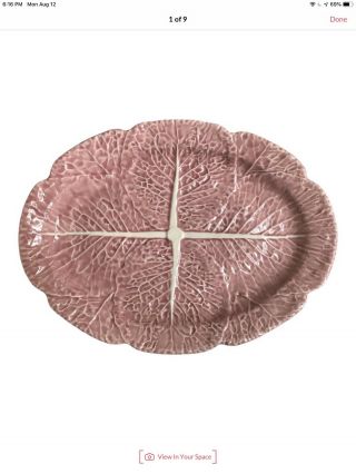 Vintage Bordallo Pinheiro Pink Majolica Cabbage Platter