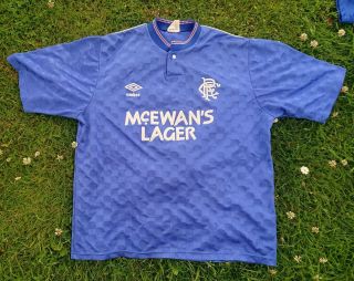 Vintage Glasgow Rangers 1987/1990 Home Football Shirt Jersey Umbro 80s M/l