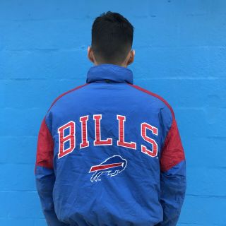 Buffalo Bills Vintage Windbreaker Insulated Jacket Nfl 90s Logo 7 Youth Xl Dp